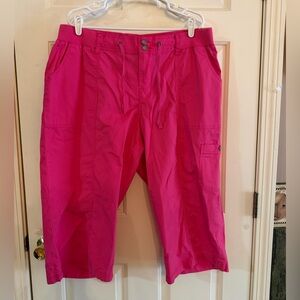 Lane Bryant Hot Pink Cargo Capri with Drawstring